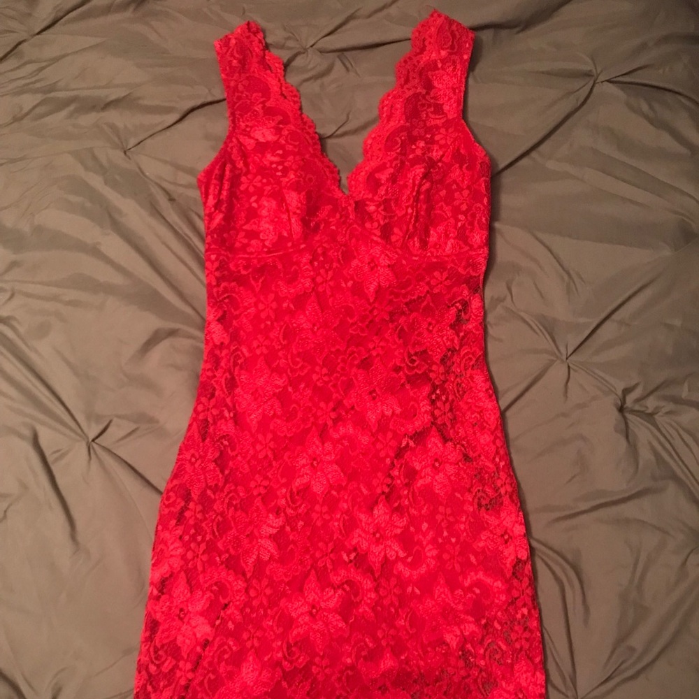 Hot Miami Styles lace red dress